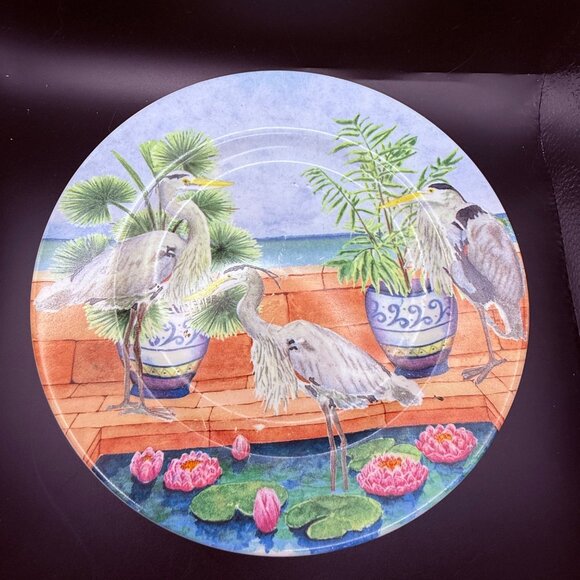 4 American Antelier Marsh Bird Tropical Themed Ceramic Plates 8.5" Diameter - Picture 6 of 11